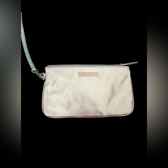 TIFFANY & CO. Reversible Metallic Silver Leather & Blue Suede Tote with Pouch - Picture 11 of 15